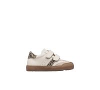 Baskets Fille En Cuir Et Daim Riby À Scratch Blanc-beige-marron 28