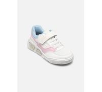 Geox Girl's J Illuminus Sneaker, Blanc/Rose, 35 EU