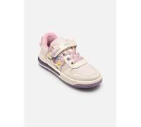 Geox Sketlite J65NWB Chaussures de sport pour fille avec licorne blanche et rose, baskets avec lumières, à déchirure, Blanc et rose., 27 EU