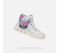 Geox J Skylin Girl Baskets Blanches et Multicolores, 34 EU, Blanc Multicolore., 34 EU