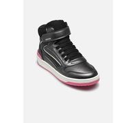 Geox J Washiba Girl Basket, Gris foncé/Fuchsia, 36 EU