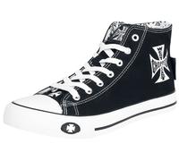 Baskets hautes Rockabilly de West Coast Choppers - Iron Cross - EU40 à EU45 - pour Homme - noir/blanc EU 45
