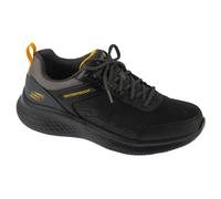 Skechers Lite Pro Ankkor Baskets pour Homme, Maille en Cuir Noir TPU avec Bordure Jaune Anthracite, 44 EU