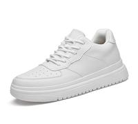 Baskets Homme Rehaussantes 10 cm en Cuir Lisse, Baskets Compensées, Chaussures de Sport Montantes à Lacets, Dad Shoes Style Basket Blanche, Sneakers Épaisse | Été, Marche, Ville, Voyage, Loisirs