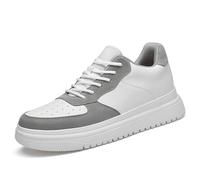 Baskets Homme Rehaussantes 10 cm en Cuir Lisse Baskets Compensées Chaussures de Sport Montantes à Lacets Dad Shoes Style Basket Blanche Sneakers Épaisses pour Été Marche Ville Voyage et Loisirs
