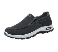 Baskets Homme sans Lacets Toile Chaussures De Marche Extérieur Anti-Dérapant Sneakers Tendances Respirant Confortable Randonnée Course Chaussures de Sport (Black, 44)