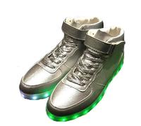 Baskets Hommes - FUNMOON - Led Lumière Lumineux - Blanc Argent - Synthétique - Plat - Lacets 39