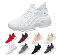 Baskets larges pour femme - Chaussures orthopédiques à lacets en maille avec soutien de la voûte plantaire - Baskets de marche respirantes pour diabétiques - Chaussures de course légères pour fasciite