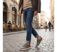 Baskets larges pour homme en cuir à lacets avec semelle EVA | La zone des orteils plus large donne aux orteils de l'espace pour s'étendre naturellement - confortable pour les pieds larges