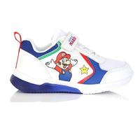 Baskets LED Enfant Super Mario Blanc Rouge Bleu - Sneakers Lumineuses à Scratch & Lacets élastiques - Tailles 24 à 33 (Système Taille Chaussures EU, Enfant de 2 à 5 Ans, Numérique, Moyen, 32)