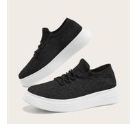 Baskets légères et respirantes en maille tricotée pour femme, chaussures de sport décontractées, confortables et abordables, nouvelles baskets quotidiennes noires