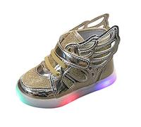 Baskets lumineuses à paillettes pour bébé garçon et fille - Bout ouvert - Semelle souple antidérapante - Chaussures de sport légères et confortables - Chaussures lumineuses pour filles - Chaussures