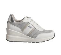 Baskets Mabel en cuir et maille pour femme avec chaîne brillante 43S4MBFSBD-Blanc-argent 36,5