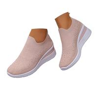 Baskets Mesh pour Femmes Décontractées de Marche Chaussures Running Antidérapant Plateforme Running Sandales Légères Slip on et Confortables Basquette Automne Été Sport (Pink, 39)