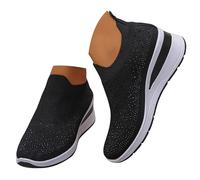 Baskets Mesh pour Femmes Décontractées de Marche Chaussures Running Antidérapant Plateforme Running Sandales Légères Slip on et Confortables Basquette Automne Été Sport (Black, 42)