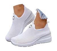 Baskets Mesh pour Femmes Décontractées de Marche Chaussures Running Antidérapant Plateforme Running Sandales et Confortables Slip on Légères Basquette Été Automne Sport (White, 36)