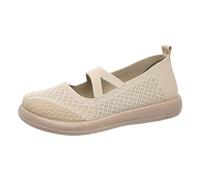 Baskets Mesh pour Femmes Décontractées de Marche Mary JaneRunning Antidérapant Plateforme Running Sandales Slip on Légères et Confortables Basquette Sport Été Automne (Beige, 40)