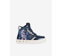 Geox Fille J Skylin Girl E Sneakers, Navy/Platinum, 32 EU