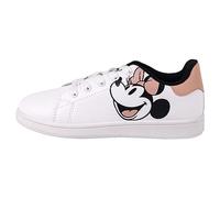Baskets Minnie Mouse - Couleur Blanche, Rose et Noire - Taille 34 - Fermeture à Lacets - Sneakers Streetwear en Polyester avec Semelle PVC - Produit Original Conçu en Espagne