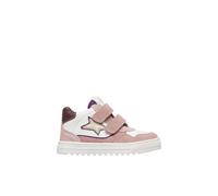 Baskets Montantes Bébé En Cuir Et Daim Hess High 3 À Scratch Blanc-rose-rose Poudré 24