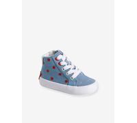 Baskets montantes bébé lacées et zippées bleu imprimé 20