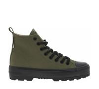 Baskets montantes BK vert - Femme - Textile - Vert olive - Blanc - Lacets - Adulte 37