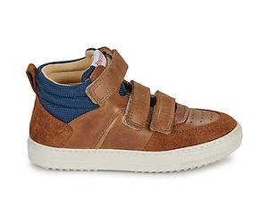 Baskets montantes enfant garcons Pom d'Api SWAG EASY PAD Marron 26