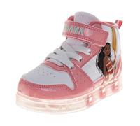 Baskets montantes lumineuses à LED pour filles - Princesse Disney Moana Minnie La Reine des Neiges Stitch Paw Patrol (tailles : 6-10 tout-petits/11-12 petits enfants), Blanc corail., 26 EU