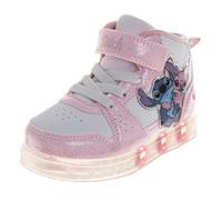 Baskets montantes lumineuses à LED pour filles - Princesse Disney Moana Minnie La Reine des Neiges Stitch Paw Patrol (tailles : 6-10 tout-petits/11-12 petits enfants), Stitch & Angel - Rose Blanc, 26