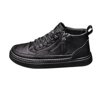 Baskets montantes pour homme - Chaussures de marche - Lacets en cuir - Chaussures de loisirs - Fermeture éclair - Chaussures plates antidérapantes - Chaussures de travail - Chaussures de printemps