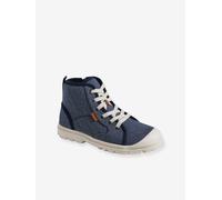 Baskets montantes toile enfant semelle crantée bleu jean 33