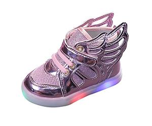 Baskets Montants Garçons et Filles Mode LED Baskets Lumineuses Quatre Saisons Patins Universels en Cuir Chaussures à Roulettes Décontractées Avec Aile Baskets et Chaussures de Sport