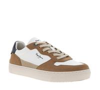 Baskets multisport en cuir blanches et beiges à senelle plate et à lacets plats 42