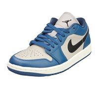 Baskets - Nike - AIR JORDAN 1 LOW - Femme - Bleu Gris - Cuir et Synthetique - Lacets 36,5