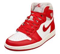 Baskets - Nike - AIR JORDAN 1 RETRO HI - Femme - Blanc Rouge - Cuir - Lacets 36,5