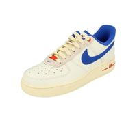 Baskets Nike Femme Air Force 1 07 Lx - Blanc - Bleu - Lacets - Plat - Cuir 39