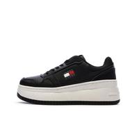 Tommy Jeans Baskets Semelle Compensée Femme Retro Basket Cuir, Noir (Black), 41