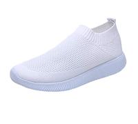 Baskets noires à enfiler pour homme et femme - En maille respirante - Chaussures de marche athlétiques - Semelle souple - Antidérapantes - Coupe basse - Coupe large - Baskets orthopédiques