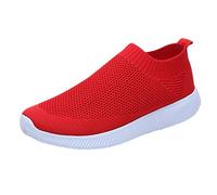 Baskets noires à enfiler pour homme et femme - En maille respirante - Chaussures de marche athlétiques - Semelle souple - Antidérapantes - Coupe basse - Coupe large - Baskets orthopédiques