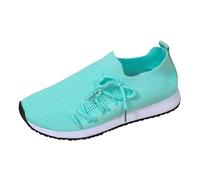 Baskets noires pour femme 2023 Nouvelle Europe et États-Unis Tissage mouche Couleur unie Chaussures de plage décontractées, Vert, 40 EU