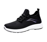 Baskets noires pour femme - Chaussures de sport en maille tissée - Printemps été automne - Confortables - Respirantes - Légères - Pour la course à pied -, Noir , 37.5 EU