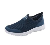 Baskets orthopédiques à enfiler pour homme en maille respirante et légère - Soutien de la voûte plantaire - Antidérapantes - Confortables - Mains libres - Chaussures de sport d'extérieur, bleu, 42.5
