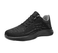 Baskets orthopédiques à enfiler pour homme - Printemps été et automne - Baskets en maille respirante - Semelle souple - Maille volante - Chaussures de sport décontractées, gris foncé, 6.5 UK 3X-Narrow