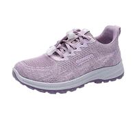 Baskets orthopédiques à lacets pour femme - Coupe large - Antidérapantes - Légères - Avec soutien de la voûte plantaire - Maille respirante - Pour la marche, la course à pied - Confortables et