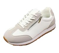 Baskets orthopédiques à plateforme pour femme, légères et respirantes avec fermeture éclair latérale, confortables, légères, pour la marche, le tennis, la course à pied, gris, 38.5 EU