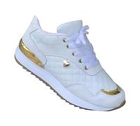 Baskets orthopédiques antidérapantes avec soutien de la voûte plantaire - Chaussures de tennis basses légères et confortables pour femme, blanc, 38 EU