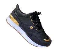 Baskets orthopédiques antidérapantes avec soutien de la voûte plantaire - Chaussures de tennis basses légères et confortables pour femme, Noir , 39 EU