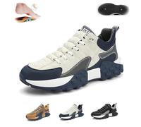 Baskets orthopédiques confortables 2024 pour homme, chaussures de loisirs à coussin d'air, respirantes, antidérapantes, semelle épaisse, chaussures de course, Blanc, 42 EU