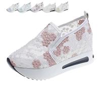 Baskets orthopédiques en maille pailletée pour femme - Tendance - À paillettes - Chaussures compensées à enfiler, rose, 35.5 EU