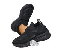 Baskets orthopédiques en tricot avec strass pour femme, baskets à plateforme orthopédique, en maille respirante à enfiler, chaussures de tennis de mariage pour mariée, Noir , 38 EU